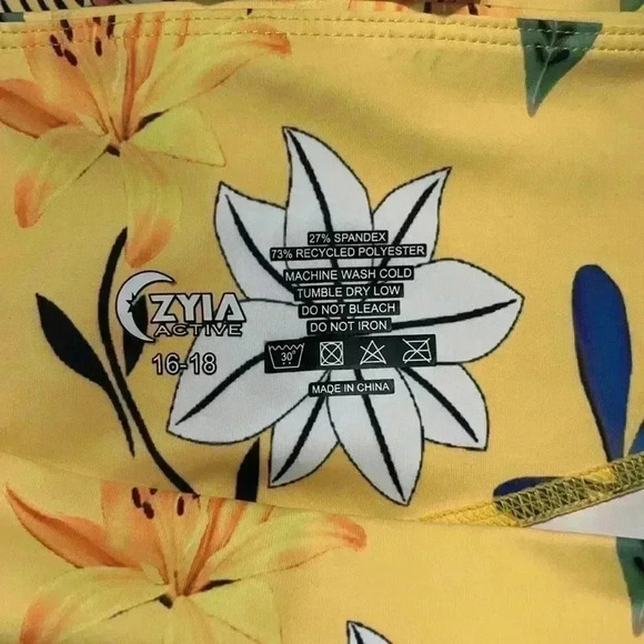 Zyia Active Yellow Floral Print Leggings G10 - Picture 5 of 5